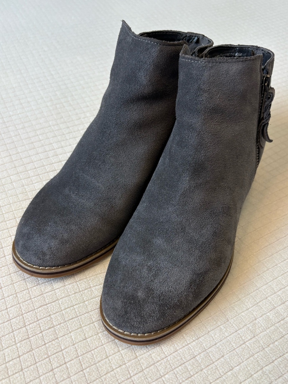 Blondo gray suede ankle boots